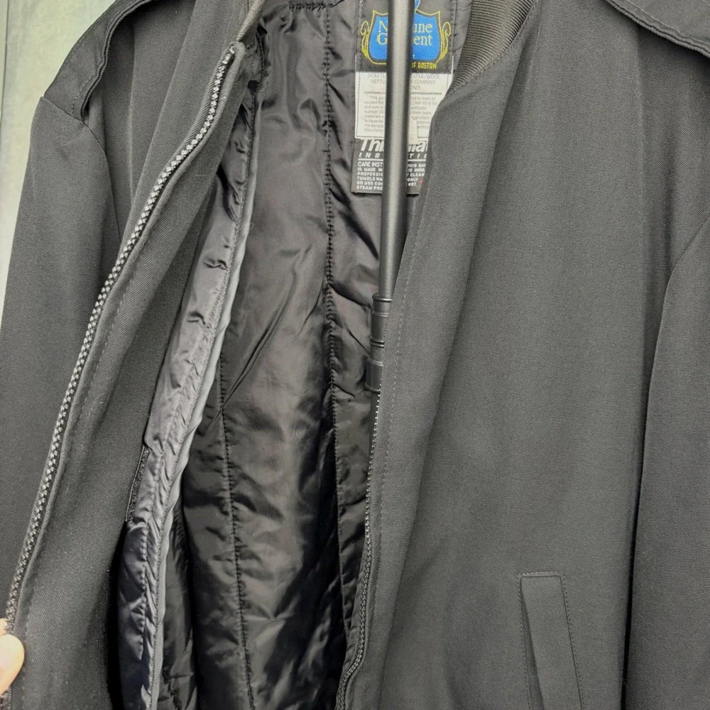 Neptune Garment Co Mens Bomber Jacket Black Wool Blend Thinsulate Size 44 Reg